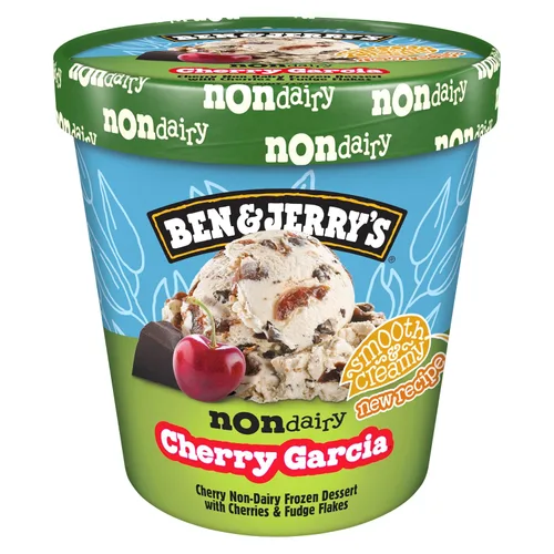 Vista 3 de Ben & Jerry's - Postre congelado Cherry Garcia sin lácteos certificado vegano, pinta de 16 onzas
