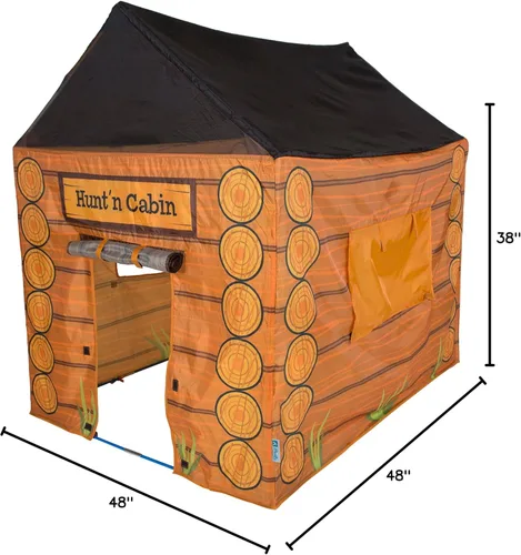 Vista 14 de Pacific Play Tents 61804 Kids Hunt'n Cabin Tent Playhouse, 39 x 27 x 43 pulgadas, marrón