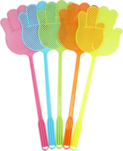 Dirza Matamoscas manual para aplastarlas, control de plagas - mango largo - más grueso, peso hasta 1.09 onzas/cada uno - duradero - colorido