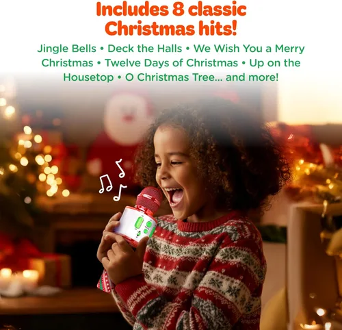 Vista 6 de Move2Play, Micrófono de karaoke de Navidad Incluye canciones precargadas y Bluetooth Juguete para niños de todas las edades 2, 3, 4, 5, 6+ años