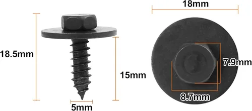 Vista 3 de uxcell 50pcs Negro Tornillo de Coche Tornillo Retenedor Revestimiento Bajo Tornillo de Cubierta para BMW 07147129160