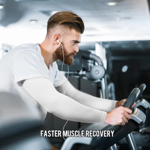 Vista 2 de GOUNOD Mangas de brazo para protección solar con cubierta UV, mangas refrescantes para cubrir tatuajes para entrenar, fútbol