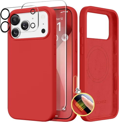 Vista 1965 de GONEZ Funda magnética para iPhone 14, compatible con Magsafe, con protector de pantalla + protector de cámara, forro de microfibra antiarañazos
