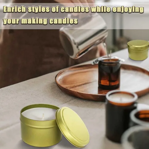 Vista 3 de Bunhut Latas para velas, paquete de 24 latas de velas de 5 onzas para hacer velas, tarros de velas a granel con tapas, latas de velas para hacer