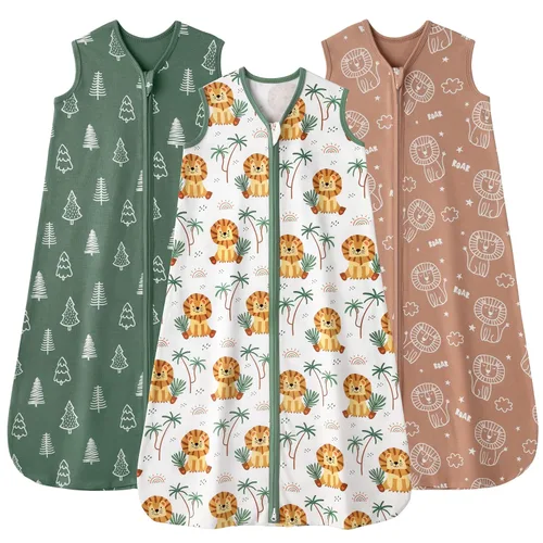 Vista 10 de Saco de dormir para bebé de 0 a 6 meses, saco de dormir 100% algodón para recién nacido y bebé, paquete de 3 mantas para bebé, 0.5 tog ligero