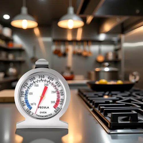 Vista 5 de Termómetro de horno plateado de 122.0-572.0 °F/100-600 °F, termómetro de acero inoxidable para cocinar, termómetro de cocina con esfera grande