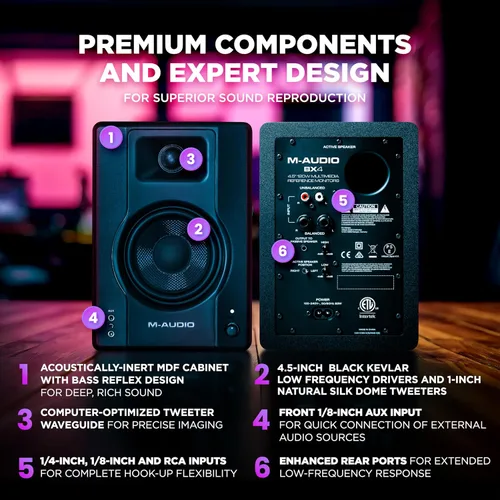 Vista 3 de M-AUDIO Par de monitores de estudio con cable de 4.5" BX4
