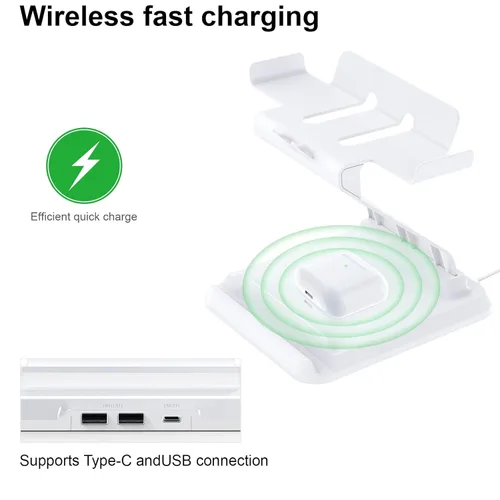 Vista 3 de VR Stand with charging port,Headset Display Holder and Controller Holder Mount Compatible with Oculus Quest 2Quest Pico Neo 3VIVE Focus 3 VR Headset