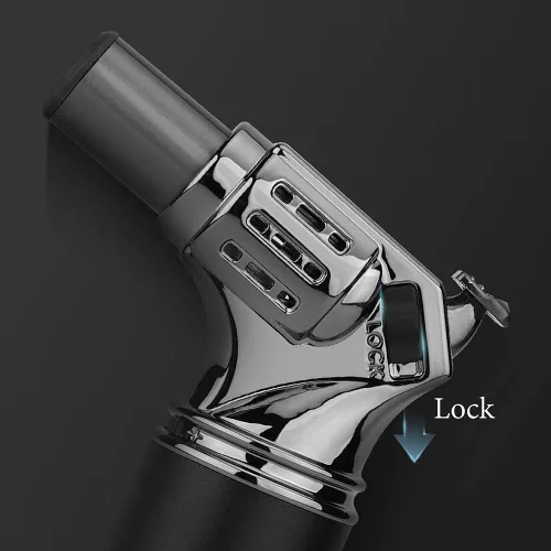 Vista 6 de PIPITA - Encendedor de antorcha a prueba de viento, encendedor de puros, butano, ajustable, con una sola llama, recargable, bolsillo con caja