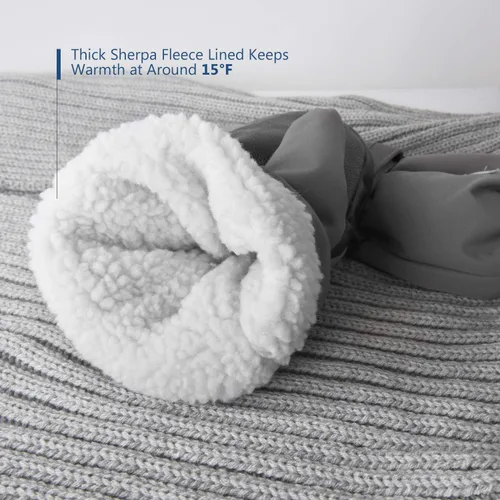 Vista 4 de MCTi - Manoplas de invierno impermeables con forro de sherpa y puño largo con cuerda