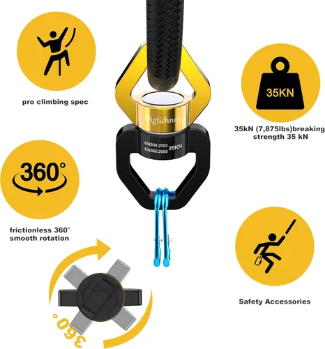 Vista 2 de Columpio giratorio resistente, dispositivo de rotación de seguridad de 35 KN, giratorio giratorio para columpio de cuerda de neumáticos, danza