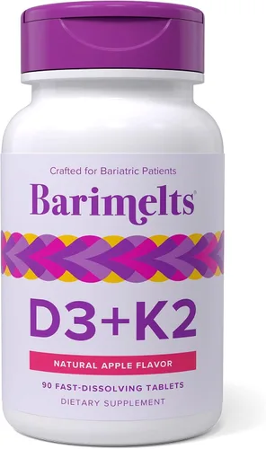 BariMelts Vitamina D3 y K2, 90 tabletas, sabor natural a manzana