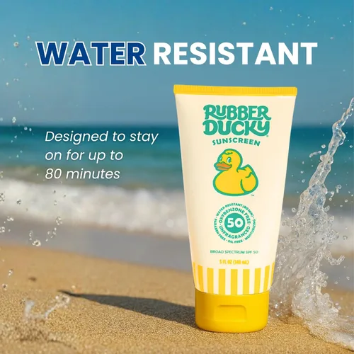 Vista 4 de Rubber Ducky Protector solar de vitamina E con SPF 50, protector solar resistente al agua para rostro y cuerpo Loción de amplio espectro