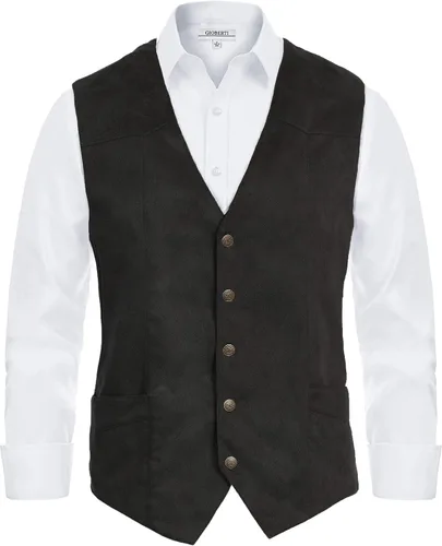 Vista 7 de Gioberti Chaleco de ante sintético de 5 botones para hombre Café