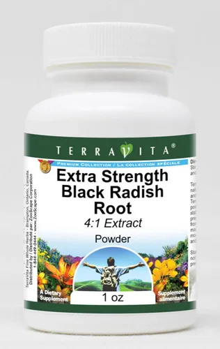 Polvo de extracto de raíz de rábano negro extra fuerte 4:1 (1 oz, ZIN: 511235)