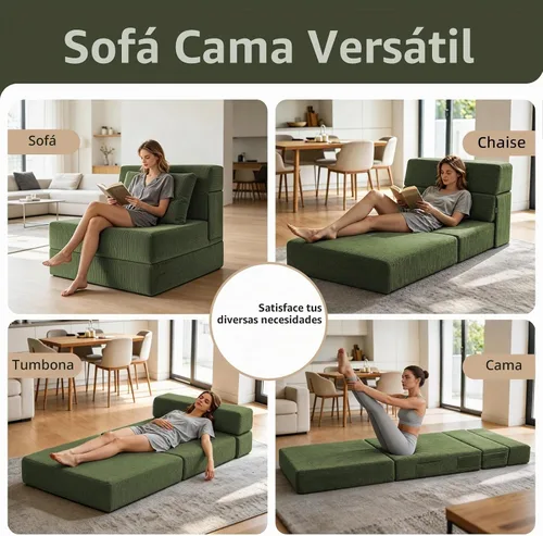 Vista 37 de Sofá cama plegable, silla convertible con almohada Gris claro