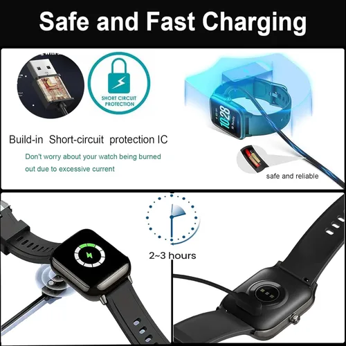 Vista 5 de Compatible con cargador de reloj inteligente militar, paquete de 2 polaridad de electrodo opuesto Cable de carga magnético USB para reloj