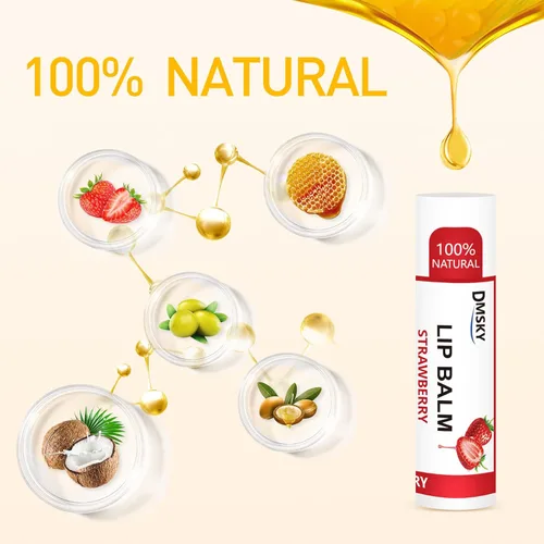 Vista 5 de Dmsky Paquete de 24 bálsamos labiales a granel con vitamina E y aceite de coco, bálsamo labial 100% natural, tratamiento hidratante de labios