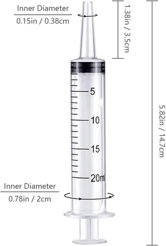 Vista 2 de Jeringa de 0.7 fl oz, para laboratorios científicos, alimentación de mascotas, medición y dispensación de líquidos, paquete de 3