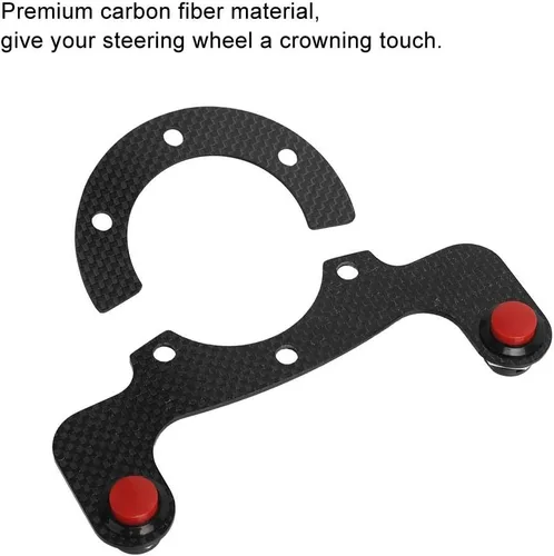 Vista 5 de Botón de bocina del volante, kits de botones de bocina externos de fibra de carbono para volante de 6 pernos (botón doble)