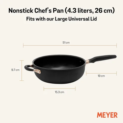 Vista 6 de Meyer Accent Series Sartén del chef antiadherente con anodizado duradero y mango auxiliar de 4.5 cuartos de galón