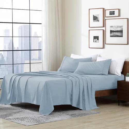 Vista 14 de Cathay Home Essentials Juego de sábanas de microfibra ultra suave, hipoalergénicas, resistentes a las arrugas, doble cepillado, color azul marino