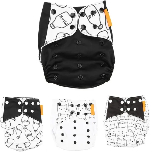 Vista 4 de 4 fundas para pañales de bebé, lavables y reutilizables, cómodas, suaves, secas y transpirables, tamaño ajustable (1#)