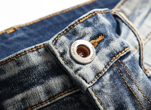 Vista 6 de OIIIO Jeans de ajuste regular y elásticos para hombre