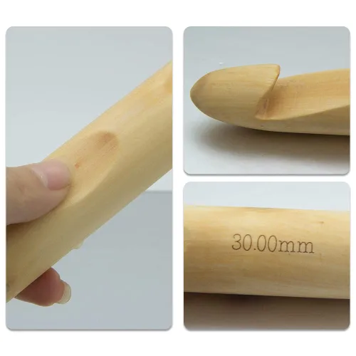 Vista 4 de 4 ganchos de ganchillo de madera natural grande de 15/20/25/1.181 in de 4 ganchos de ganchillo de madera utilizados para tejer mantas gruesas