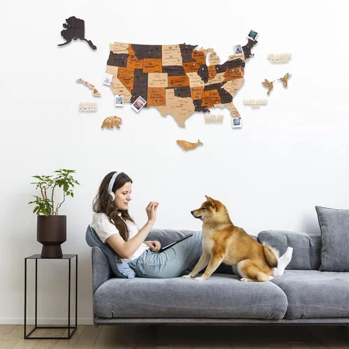 Wooden USA Map, 4th of July Decorations, 3D Map of United Stated, Travel Wall Decor, Travel Gifts for Dad, Thanksgiving Gifts for Men