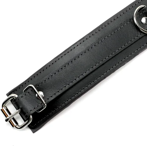 Vista 3 de Madison Collar Latigo Leather Lambskin O-Ring Handmade Padded Leather Collar