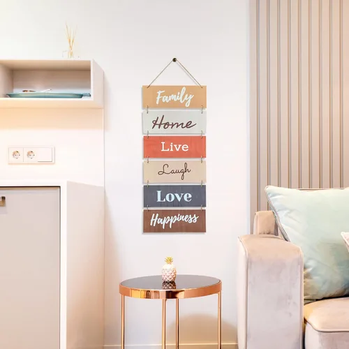 Vista 4 de Letrero colgante para decoración de pared, decoración vertical de bienvenida, accesorios rústicos para el hogar, sala de estar, dormitorio, familia
