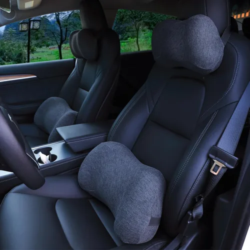 Vista 10 de Almohada de Soporte Lumbar para automóvil, Kit de Almohada para el Cuello del Automóvil, Espuma Viscoelástica Ergonómica Reposacabezas de Automóvil