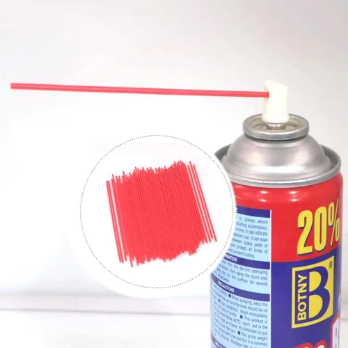 Vista 5 de Pajitas de lata, popote de extensión de lata de aerosol de repuesto, popotes de extensión de plástico rojo, 5 pulgadas (paquete de 50)
