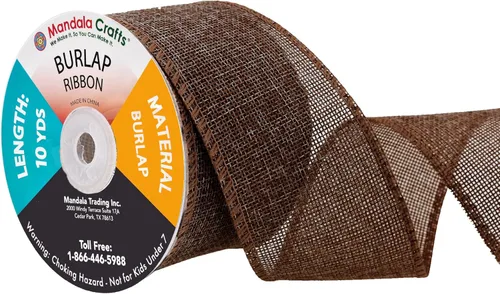 Vista 110 de Mandala Crafts Cinta de arpillera amarilla con alambre para corona, cinta de arpillera amarilla de yute natural rústico de 2 pulgadas de ancho, 10