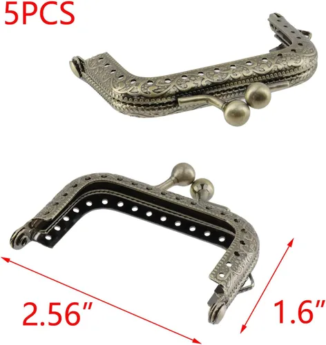 Vista 3 de T Tulead Monedero medio redondo, marco de bronce para monedero, cierre de cierre, marco de cierre de beso de 2.56 pulgadas para bolso de bricolaje