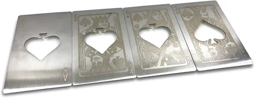 Vista 9 de Abrebotellas de Tarjeta Metálica de Acero Inoxidable Plateado con Patrón Grabado (4 Estilos por paquete)