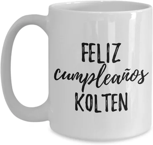 Vista 9 de Feliz Cumpleanos Kolten Mug Spanish Happy Birthday Personalized Name Gift Coffee Tea Cup 11 oz