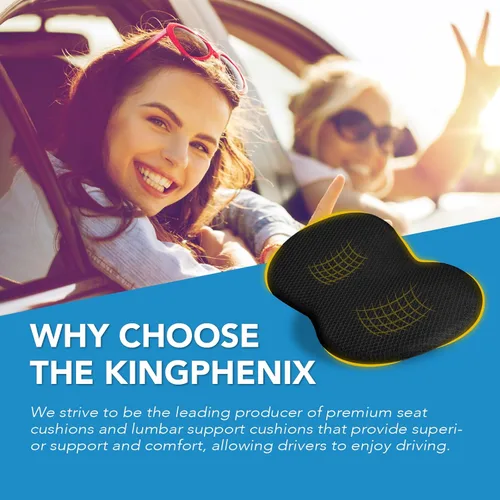 Vista 6 de kingphenix Cojín de asiento de coche de cuña: cojín de espuma viscoelástica para asiento de coche para conductor de asiento de automóvil, alivio