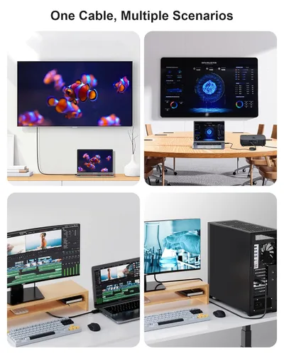 Vista 6 de Cable de Display Port a VGA de 3 pies, cable adaptador convertidor Display Port DP a VGA macho a macho para computadora, monitor, TV, proyector