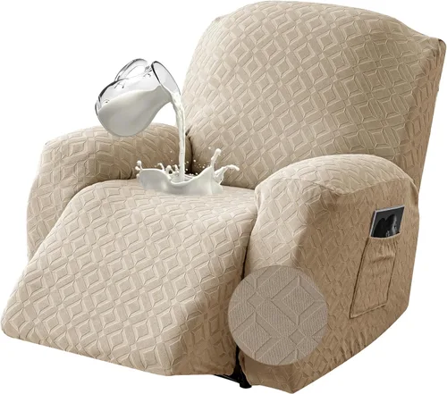 Vista 10 de Gennia - Funda impermeable para silla reclinable, fundas elásticas para sofá reclinable con bolsillos, fundas lavables para sillón reclinable Lazy