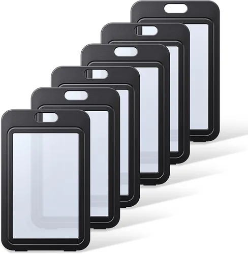 Vista 16 de Uniclife Paquete de 3 Portacarnet Deslizante con Ventanas de Doble Cara Funda Vertical de Plástico Duro Negro Bolsa Protectora de Tarjetas