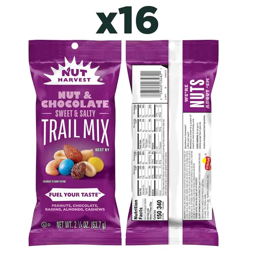 Vista 2 de Nut Harvest, Mezcla de nueces y chocolate, 2.25 onzas (paquete de 16)