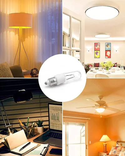 Vista 5 de JDE11 Bombillas Halógenas Mini Candelabra de 120V 100W, Bombilla T4 100W JD E11 Paquete de 4 (Bombilla LED E11 de Repuesto) 2700K Blanco Cálido