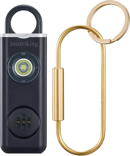 Llavero de alarma de seguridad personal recargable para mujeres, llavero de autodefensa con luz estroboscópica y sirena de 130 dB que ayuda a