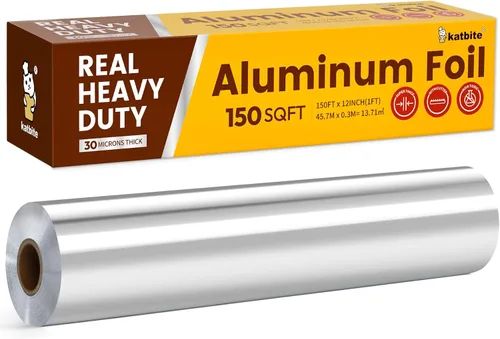 Vista 10 de Katbite Rollo de papel de aluminio - 12 pulgadas x 60 pies, 60 pies cuadrados, rollo antiadherente resistente con cortador portátil