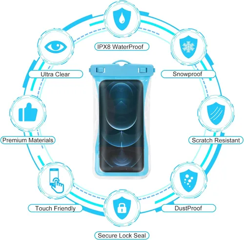 Vista 6 de UrbanX Universal Impermeable Teléfono Bolsa De Teléfono Celular Bolsa Seca Funda Diseñada Para Xiaomi Poco M3 Pro 5G Para Todos Los Otros Azul