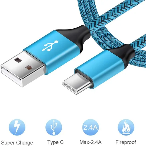 Vista 2 de Cargador tipo C de carga rápida, cargador de pared bloque enchufe, cable de carga rápida tipo C Android USB C para teléfono, cable de carga de 6