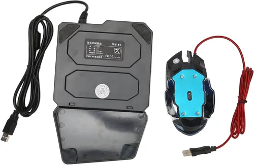 Vista 8 de Combo de teclado y mouse para juegos de media mano de 35 teclas PUBG con cable mecánico RGB retroiluminado medio teclado con reposamuñecas
