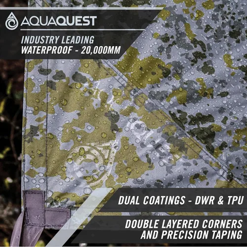 Vista 2 de AquaQuest Defender - Lona resistente impermeable (20,000 mm) con costuras selladas para camping, bushcraft y supervivencia